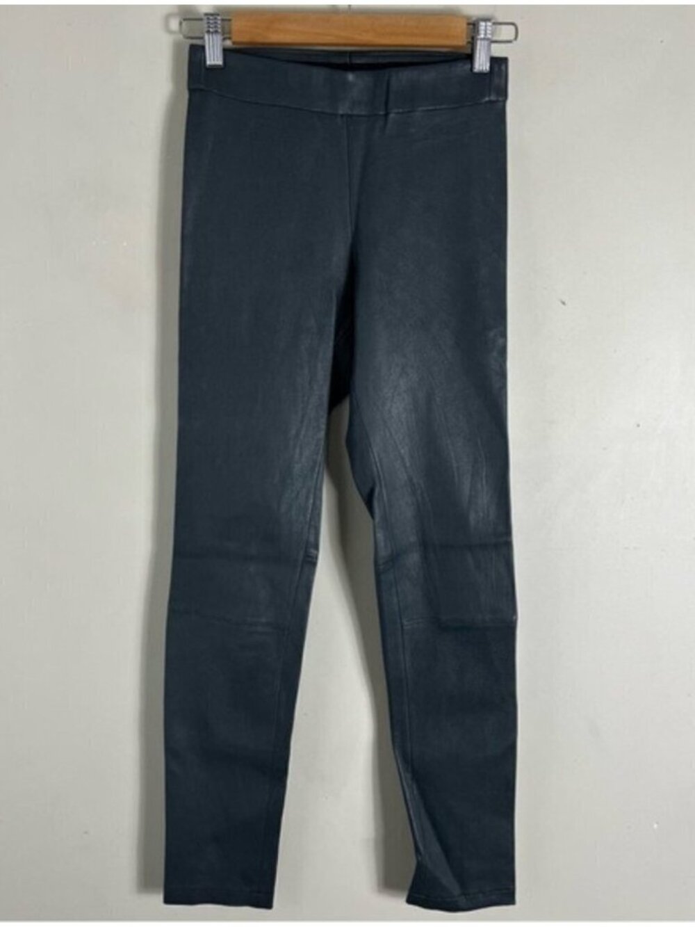 L'agence Women’s 100% Lambs Leather Grey Skinny Pull On Pant Size XS